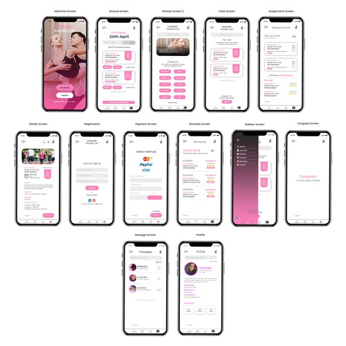 Dance Studio Mobile App UI