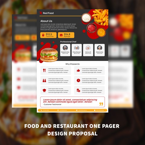 Food and Restaurant One-Pager Design