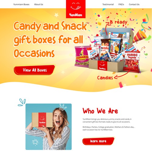 Brand Website for Fun-Flashy Candy Gift box brand