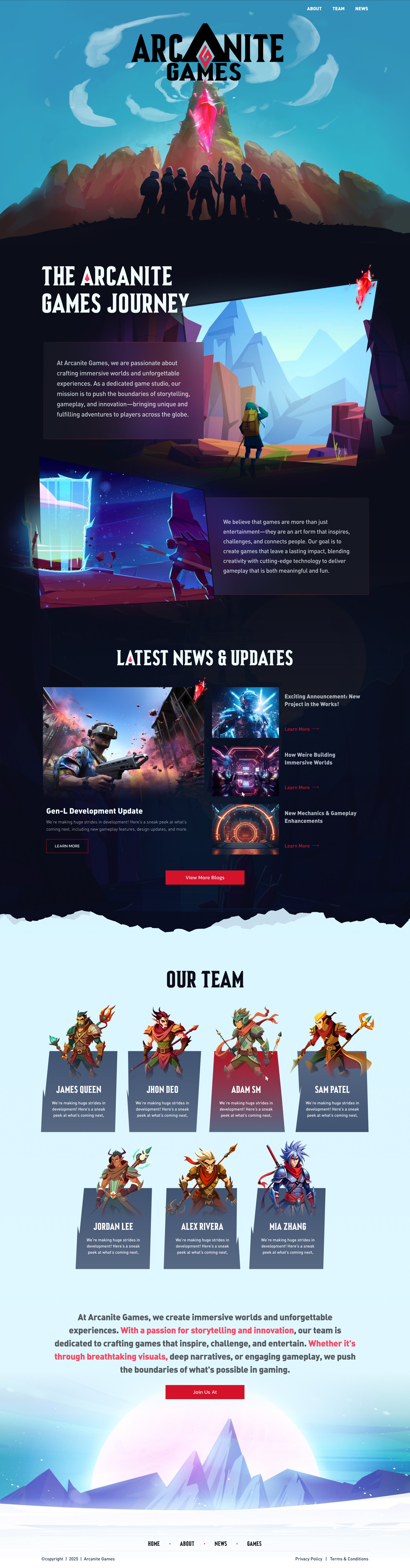 Game Studio Website Design