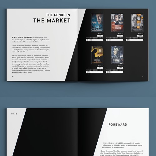 Brochure layout for sleek film company