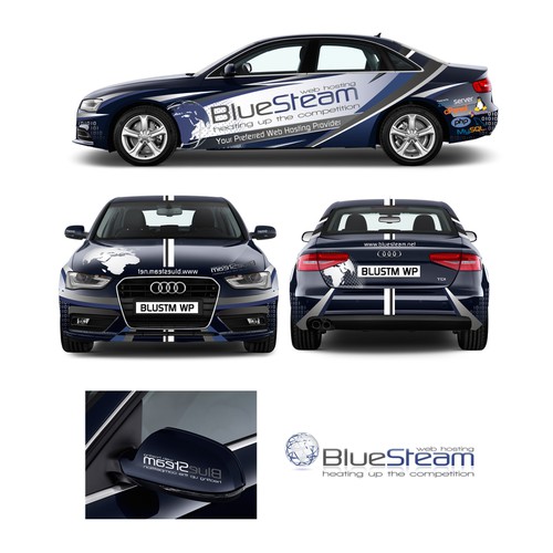 Sporty car wrap for BlueSteam