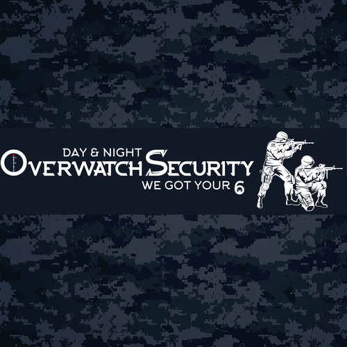 Complex logo for a company defined by military values & experience "Overwatch Security; Day & night, we got your 6"