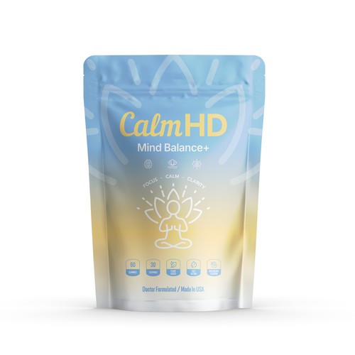 CalmHD Focus & Clarity Gummies Pouch Design
