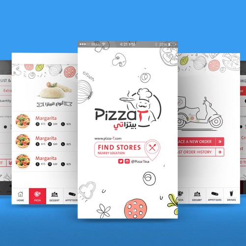 PizzaT Mobile app design