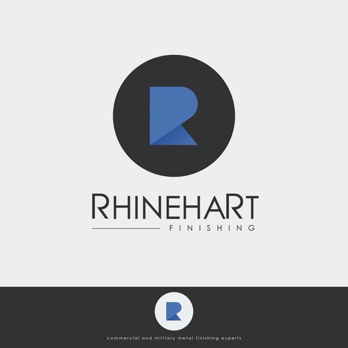 Flat logo concept for Rhinehart Finishing
