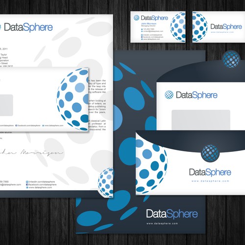 Creative stationery design for Data Sphere