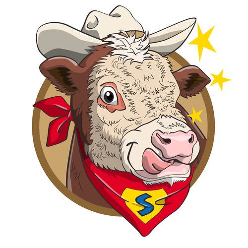 Cartoon mascot design of a pet Cow