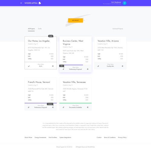 Dashboard for Solar Energy Company