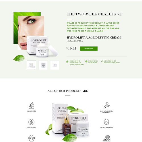 The Landing Page for a premium cosmetics brand.