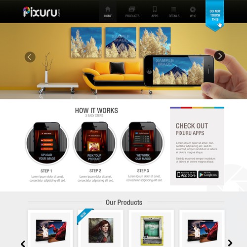 Homepage design for Pixuru.com