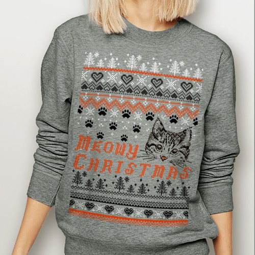 Cute Cat design for Christmas sweater