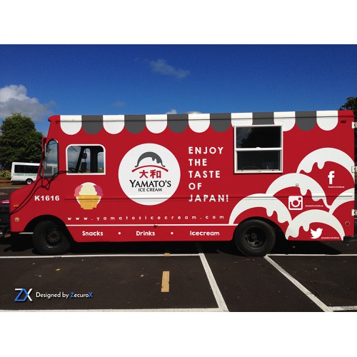 Food truck wrap for an ice cream/ramen/japanese street food truck