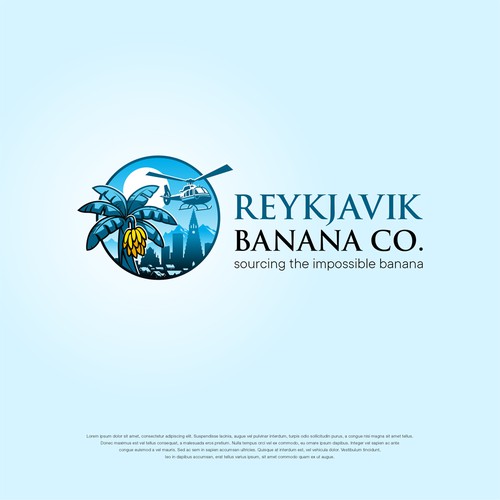 Create a modern & sleek logo for a banana exporter company from Reykjavic city