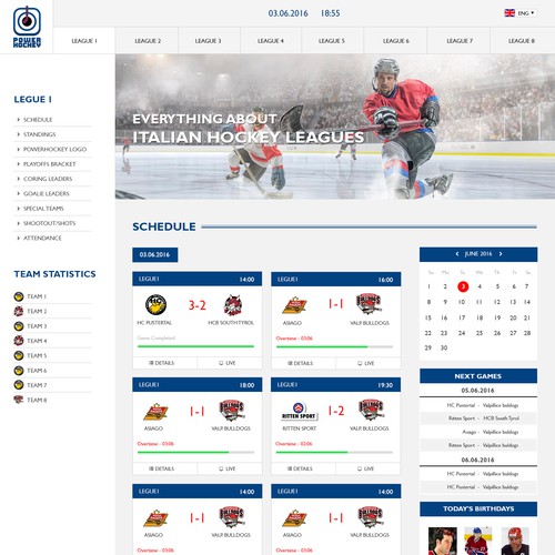 Sport statistics website