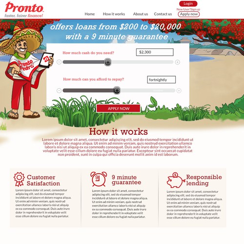 Design a fun, friendly home page for a digital finance company