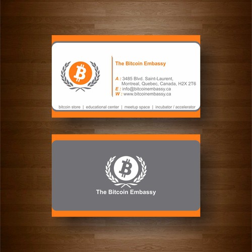business card for Bitcoin Embassy