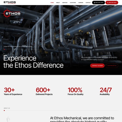 Website design for Ethos Mechanical