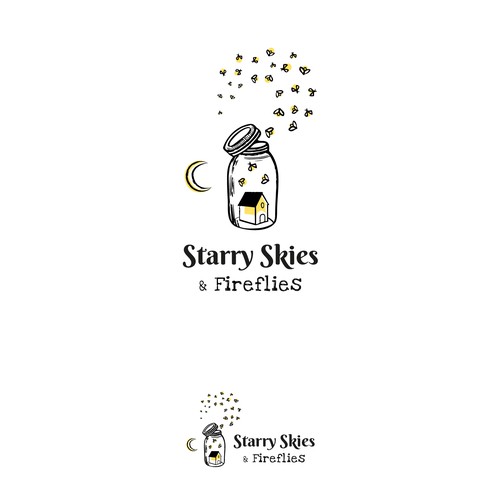 Logo concept for a rental cabin Starry Skies & Fireflies