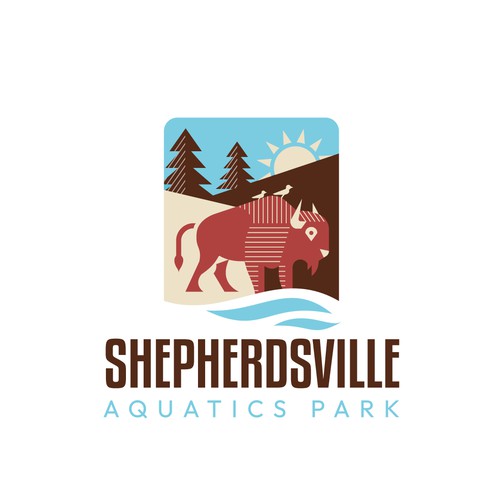 Bold Fun Geometric Bison Logo