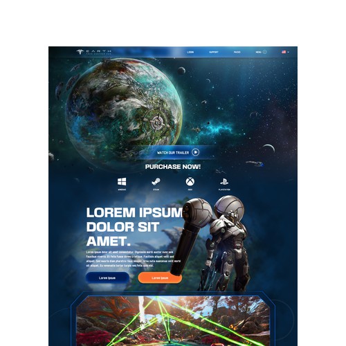 Design a cool website for a high-quality realistic Sci-Fi FPS game for PC/Consoles.
