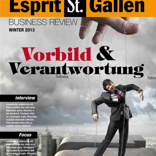 eye-catching magazine cover for Esprit St. Gallen Business Review