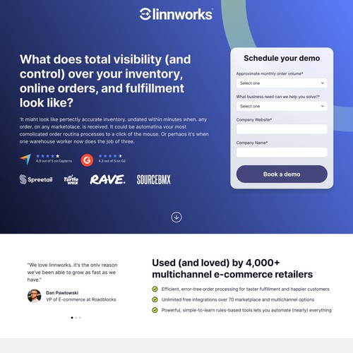 Design for Linnwork landing page