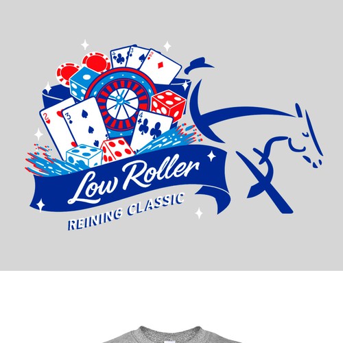 Design Western T-Shirt Featuring a Reining Horse and Casino Vibe