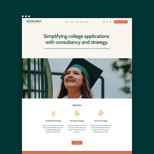 Logo + Squarespace Website for Major Help College Counseling
