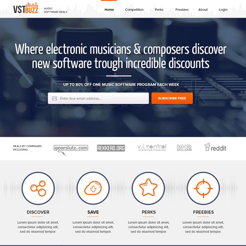 Design a sleek and beautiful music software website