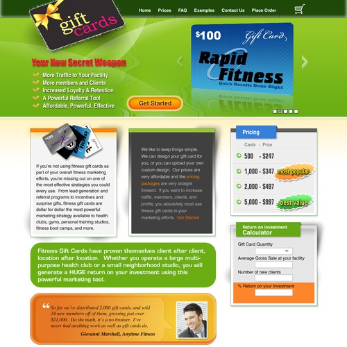 Need a cool & sleek design for a Gift Card website