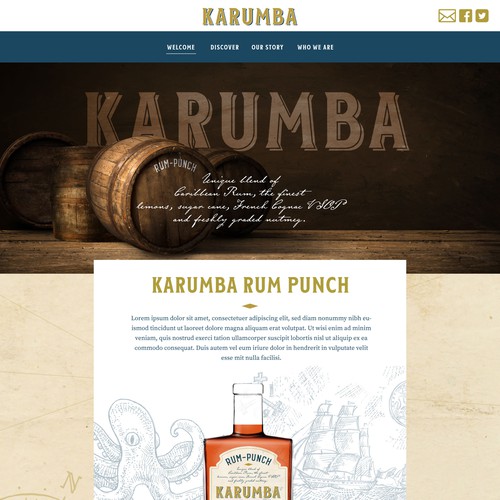 Landing page for a rum brand