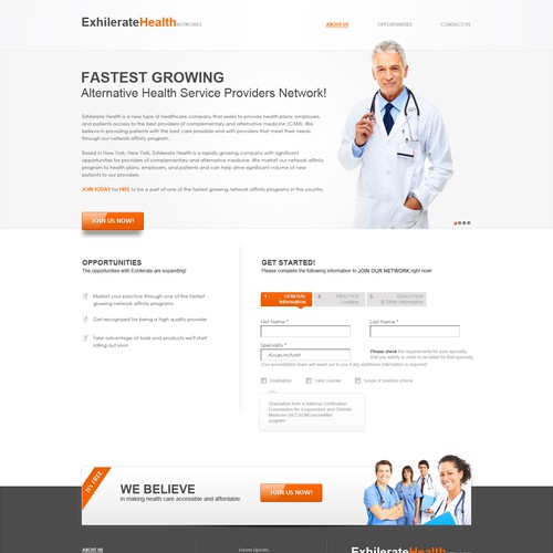 Website Design for Exhilerate Health Networks