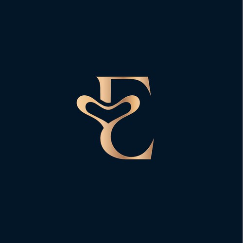 Luxury E + Love symbol logo