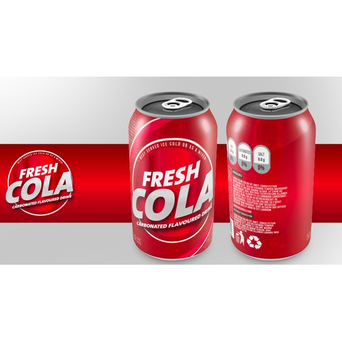 Create a generic 12 oz cola beverage can label for startup company.