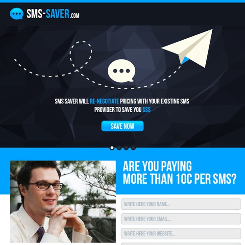Create a simple landing page for a SMS business