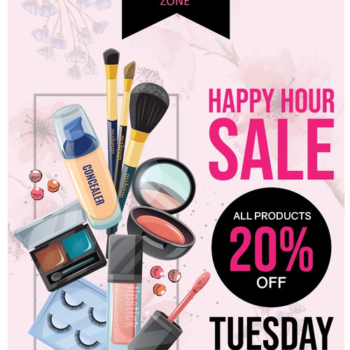 Happy Hour Poster for Beauty Zone