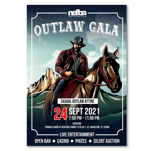 Design an Eye Catching flyer for our Outlaw Gala