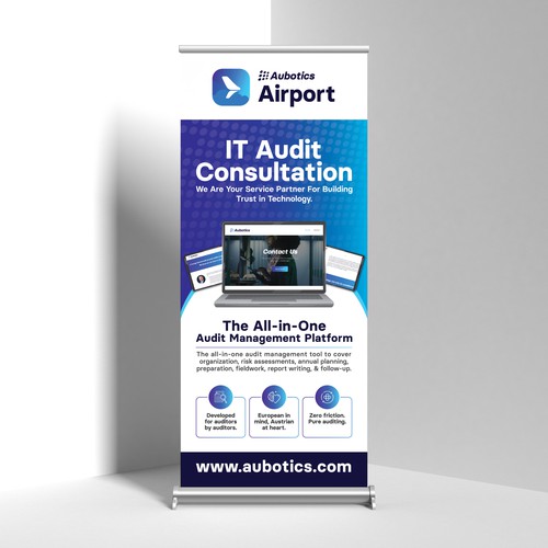 Modern SaaS Roll-Up Banner Design for Audit Management Platform Aubotics Airport