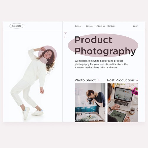 Photo studio webpage design