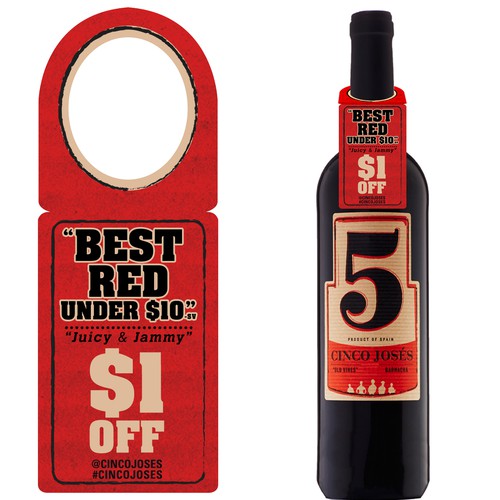 Bottle neck coupon design for a wine bottle