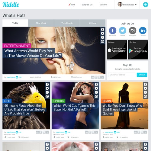 Homepage Design for Riddle