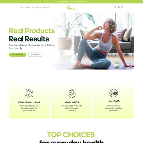 Supplement homepage web design
