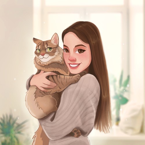 girl with a cat