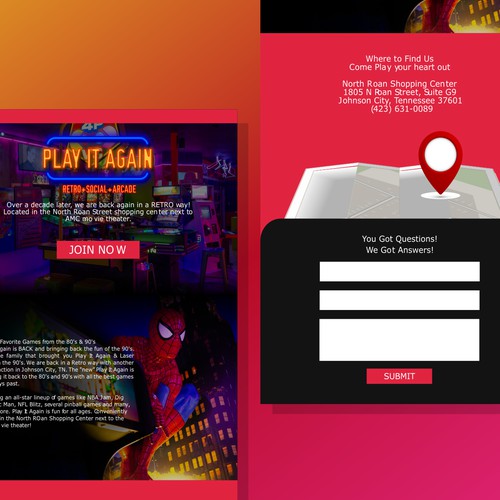Retro Arcade webpage design