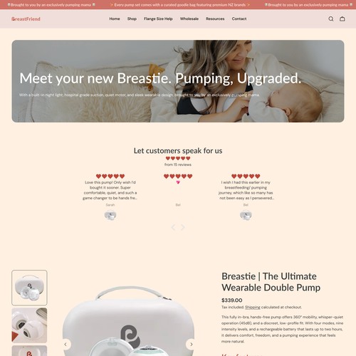 Breastfriend – Wearable Breast Pump Landing Page Design