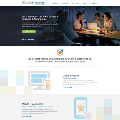 Home Page Design For GetConnected Srl