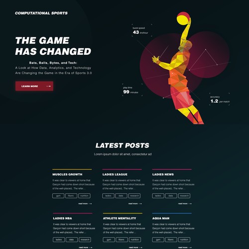 A concept for a sports Blog website