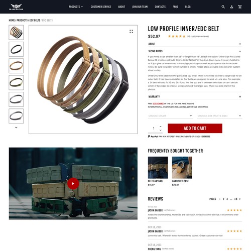 Blue Alpha Belt | E-commerce redesign