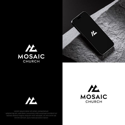 Growing church modern and timeless "Mosaic Church" logo